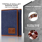 Mens RFID Wallet - Extra Capacity Trifold 7 slot with ID Window