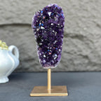 Natural Amethyst Galaxy Geode On Metal Stand