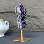 Natural Amethyst Galaxy Geode On Metal Stand