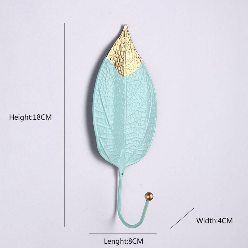 Wall Coat Rack Clothes Hanger Home Decoration Accessories Wall Hooks for Hanging Clothes Blue Leaves/Golden Leaves Home Storage Decorative Leaves Iron Hooks Tropic Plant Wall Mounted Single Clothes Hangers Decorative Hanger Hanging Hooks