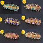 Women Fashion Rhinestone Horsetail Hairpin Spring Clip Ladies Luxury Jewelry Crystal Side Clip Gorgeous Ponytail Holder Hair Accessories For Women